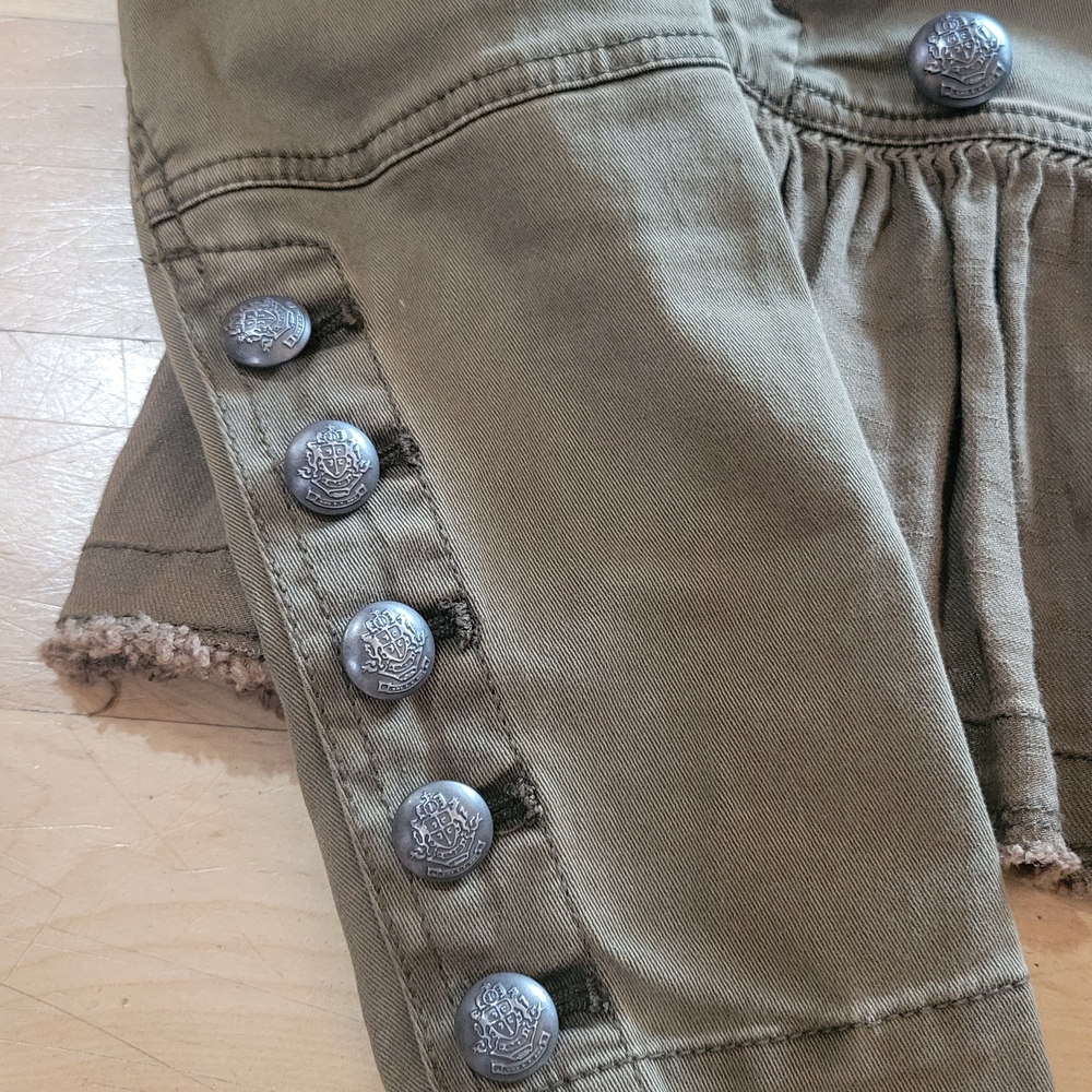 Free People Olive Green Utility Jacket with Peplum Hem - Picture 4 of 13